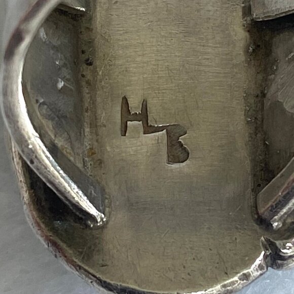 VTG Sterling Silver 925 Hemerson Brown Navajo Oval Bezel Set Turquoise Ring Sz 8 - Picture 8 of 16